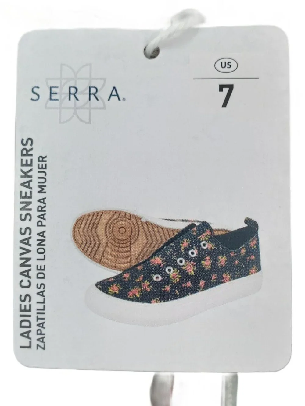 Serra Ladies Black Canvas Sneakers w/ Pink Floral Pattern Polka Dots Size 7 NWT